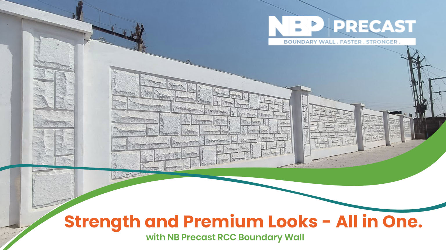 Precast RCC Boundary Wall with decorative concrete panels for industrial and commercial site security