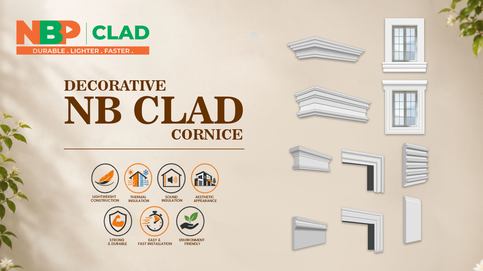 Premium NB Clad Decorative Cornice for modern building façades