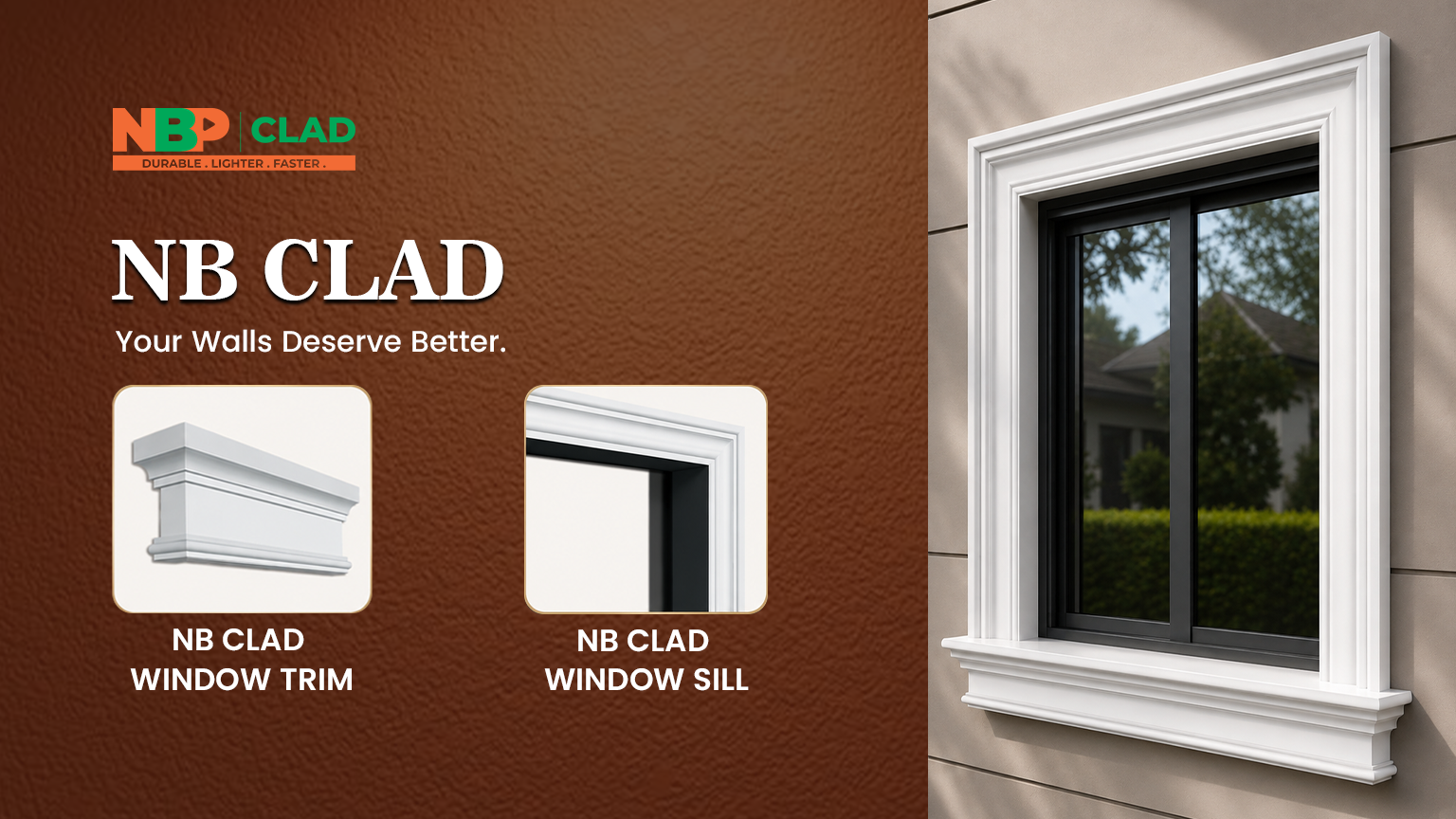 NB CLAD window sill and window trim for architectural façade in Indore