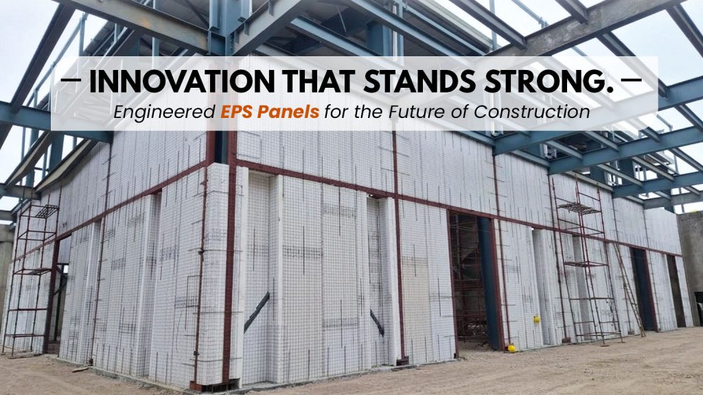 Reinforced EPS panels installed in a modern steel frame building
